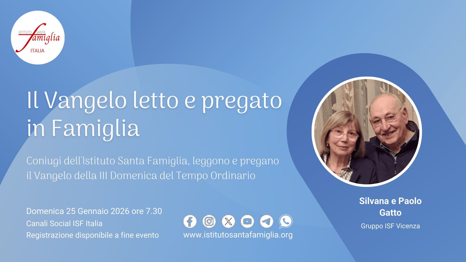 Il Vangelo letto e pregato in Famiglia – III Domenica del Tempo Ordinario, 25 Gennaio 2026