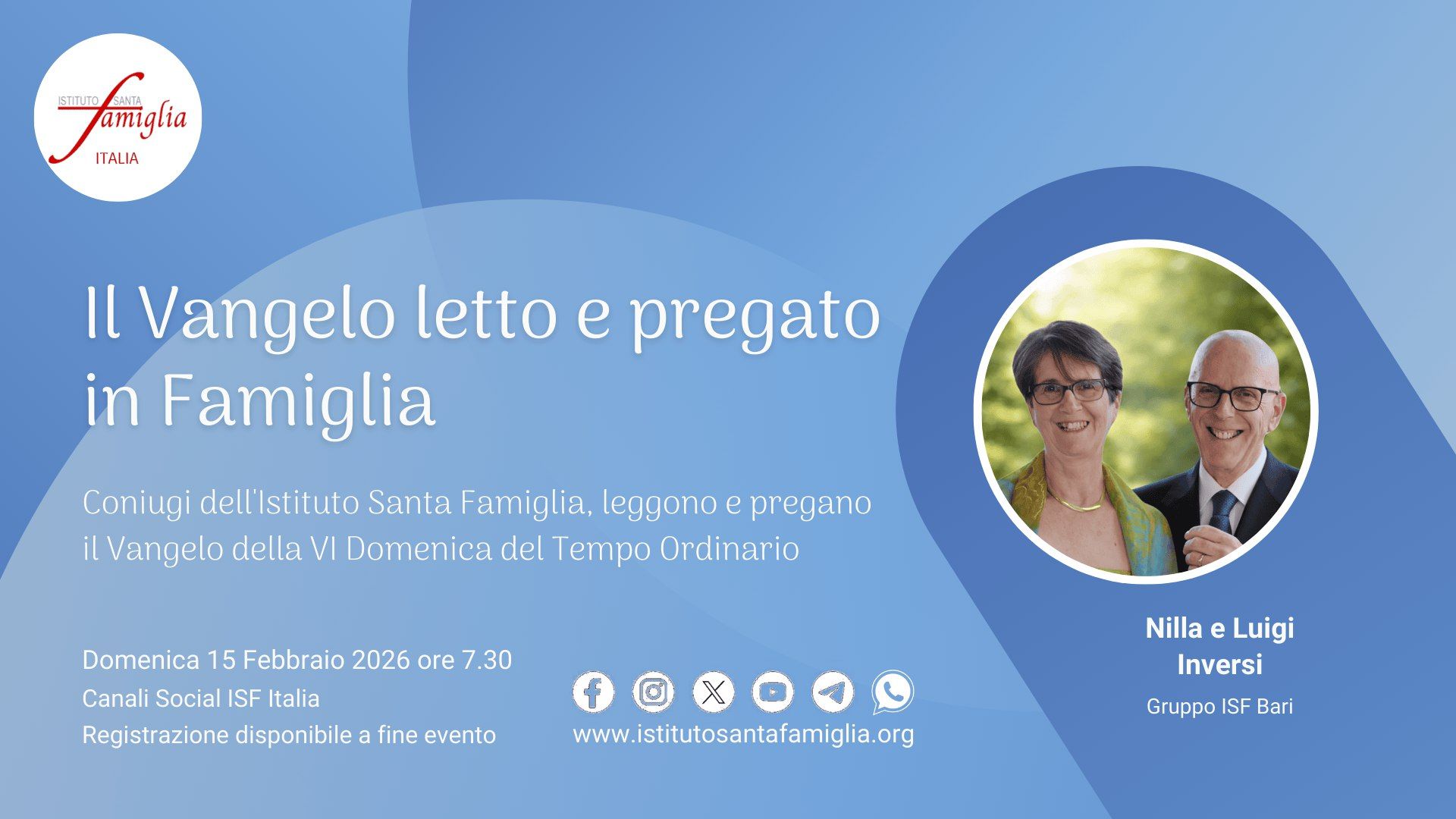 Il Vangelo letto e pregato in Famiglia – VI Domenica del Tempo Ordinario, 15 Febbraio 2026