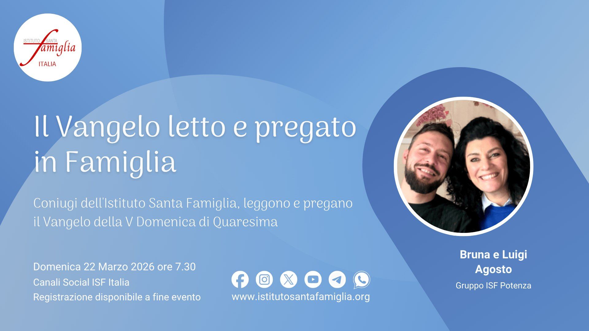 Il Vangelo letto e pregato in Famiglia – V Domenica di Quaresima, 22 Marzo 2026