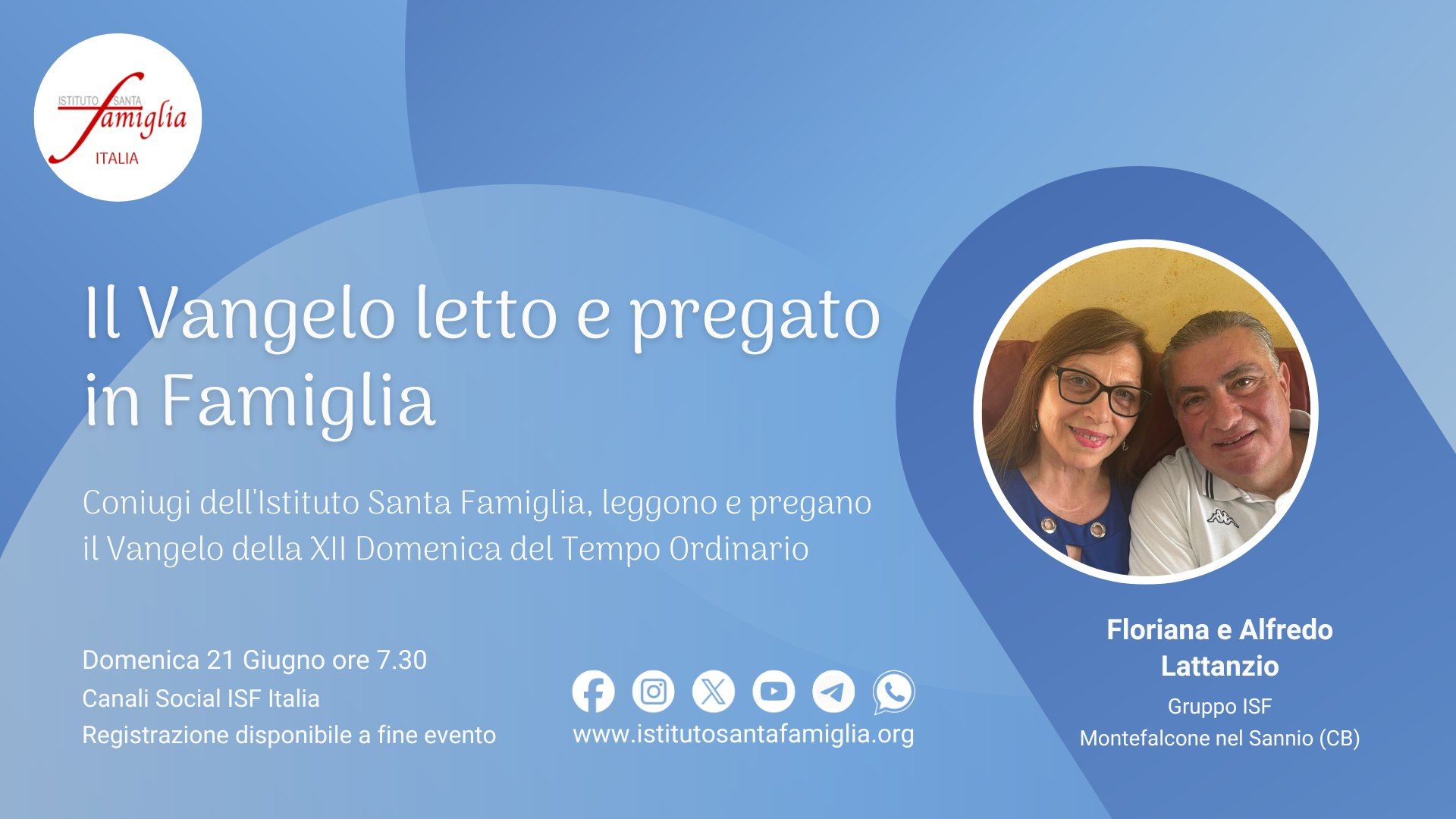 Il Vangelo letto e pregato in Famiglia – XII Domenica del Tempo Ordinario, 21 Giugno 2026