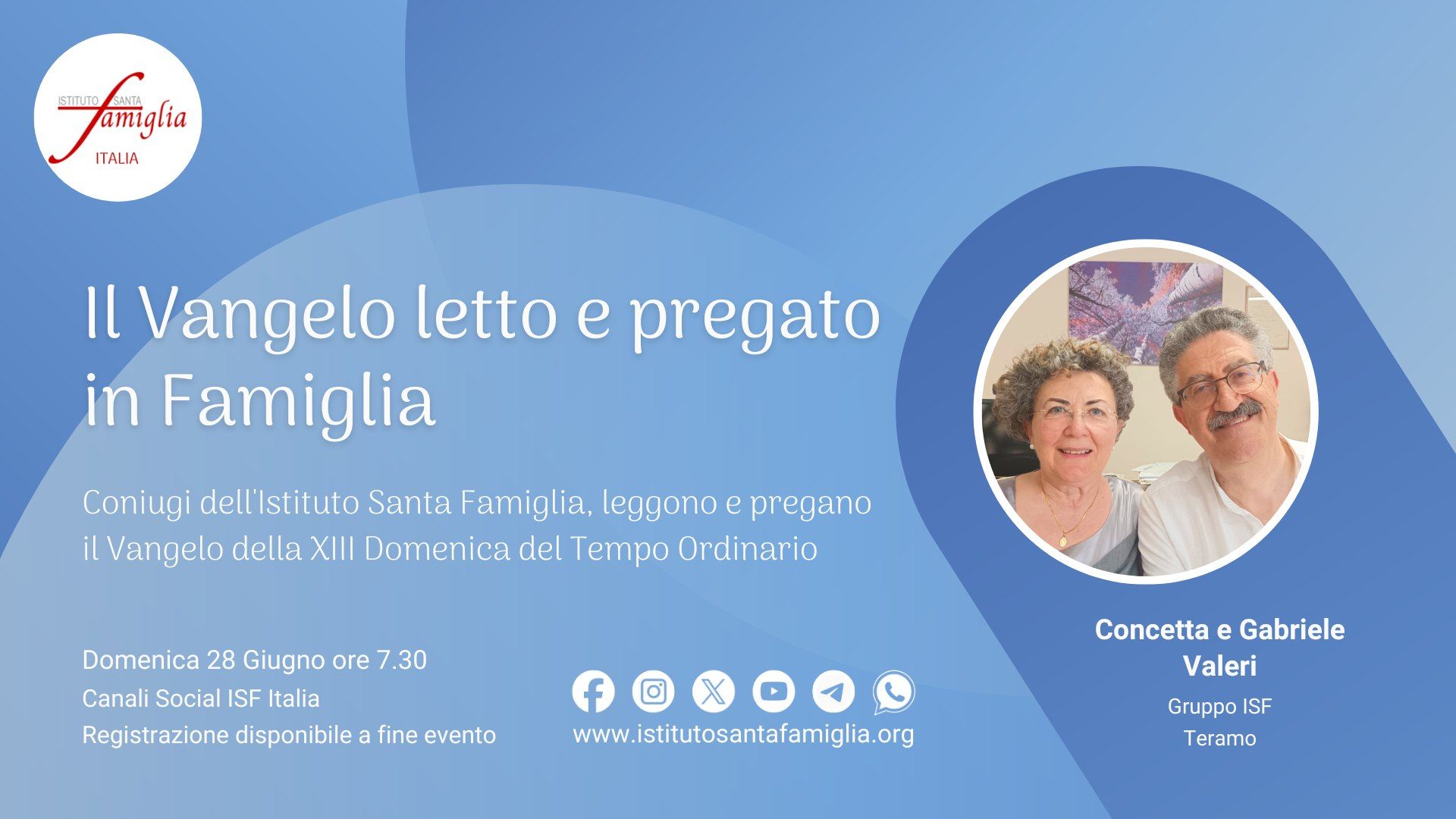 Il Vangelo letto e pregato in Famiglia – XIII Domenica del Tempo Ordinario, 28 Giugno 2026