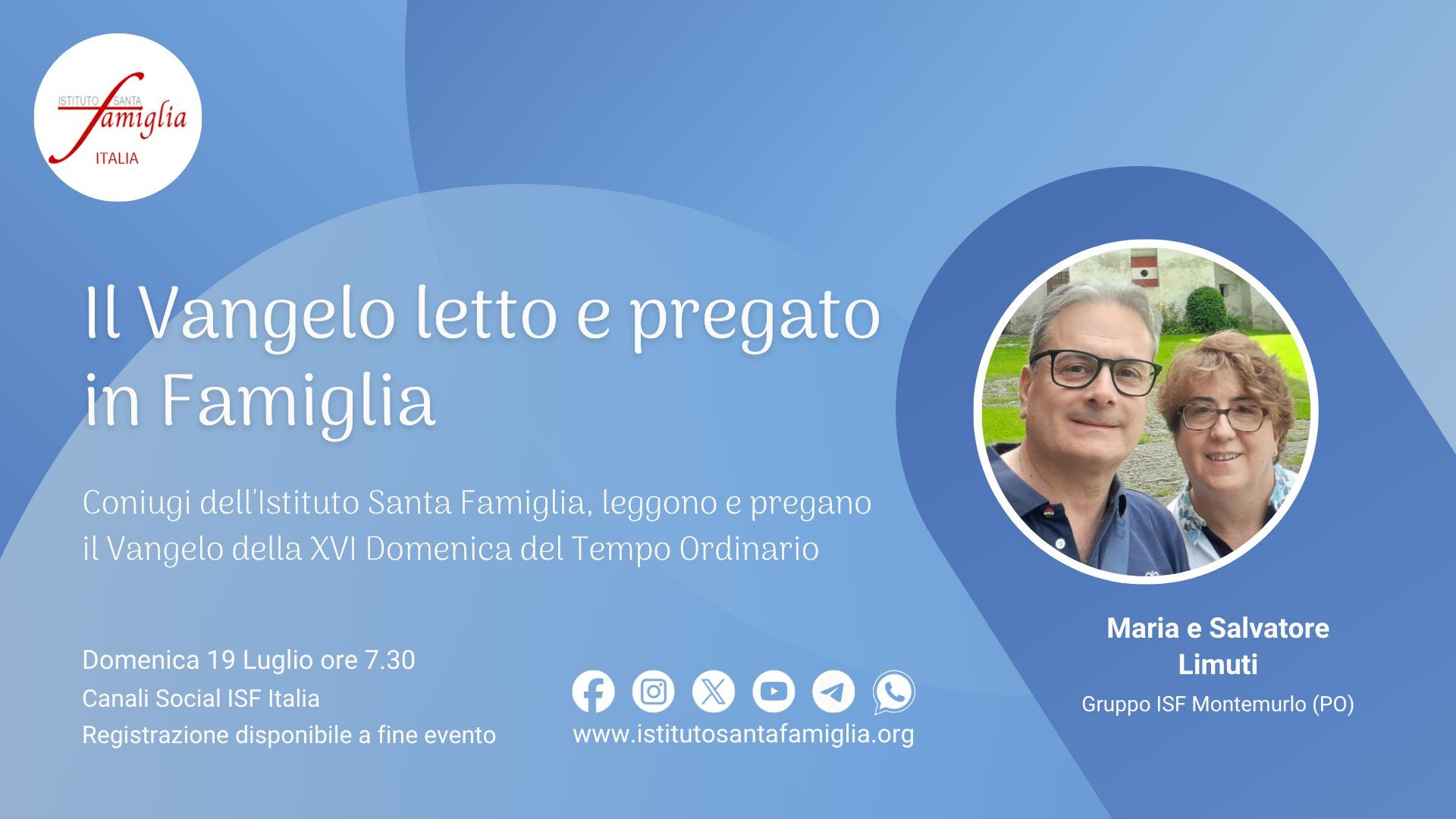 Il Vangelo letto e pregato in Famiglia – XVI Domenica del Tempo Ordinario, 19 Luglio 2026