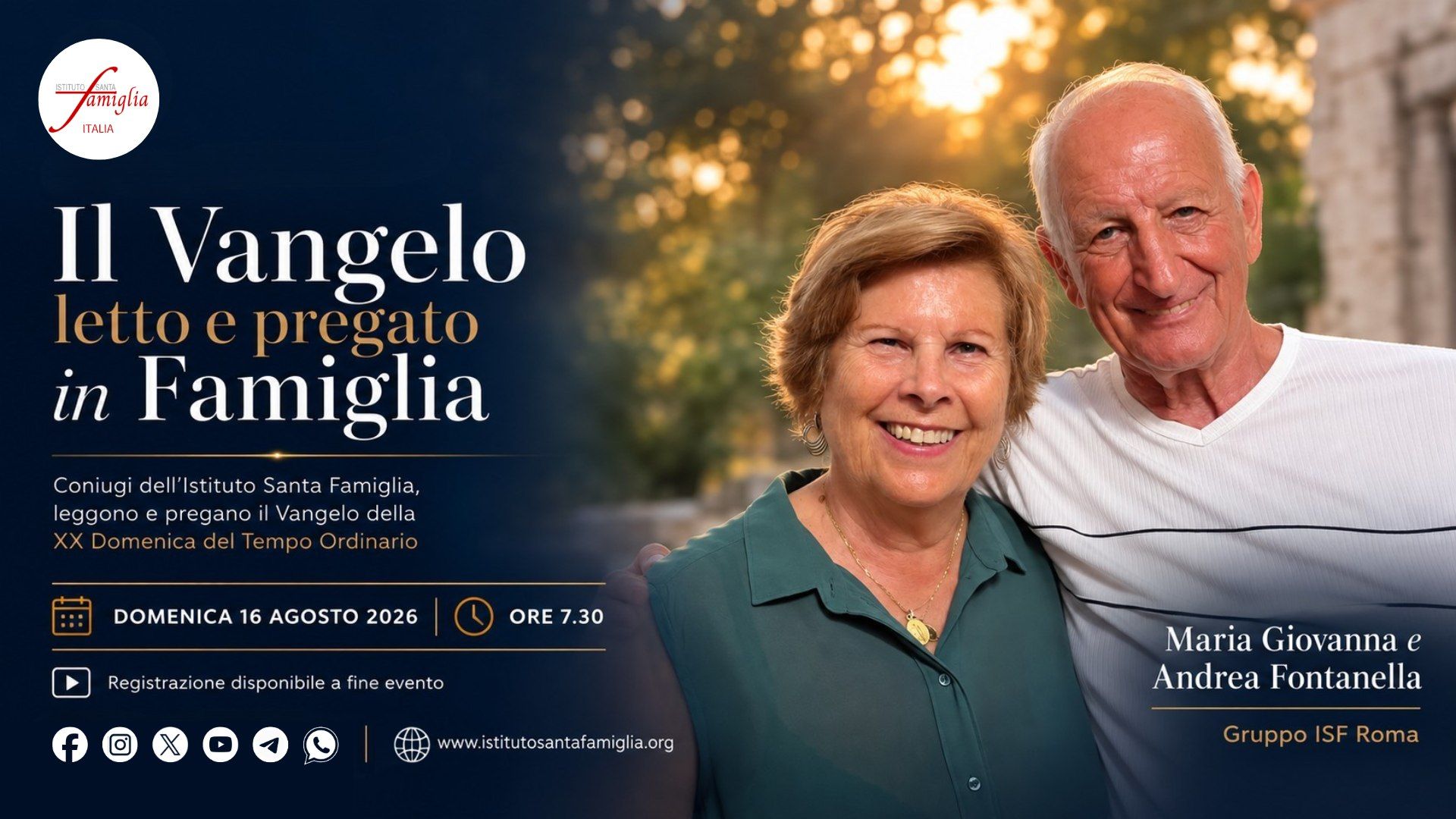 Il Vangelo letto e pregato in Famiglia – XX Domenica del Tempo Ordinario, 16 Agosto 2026