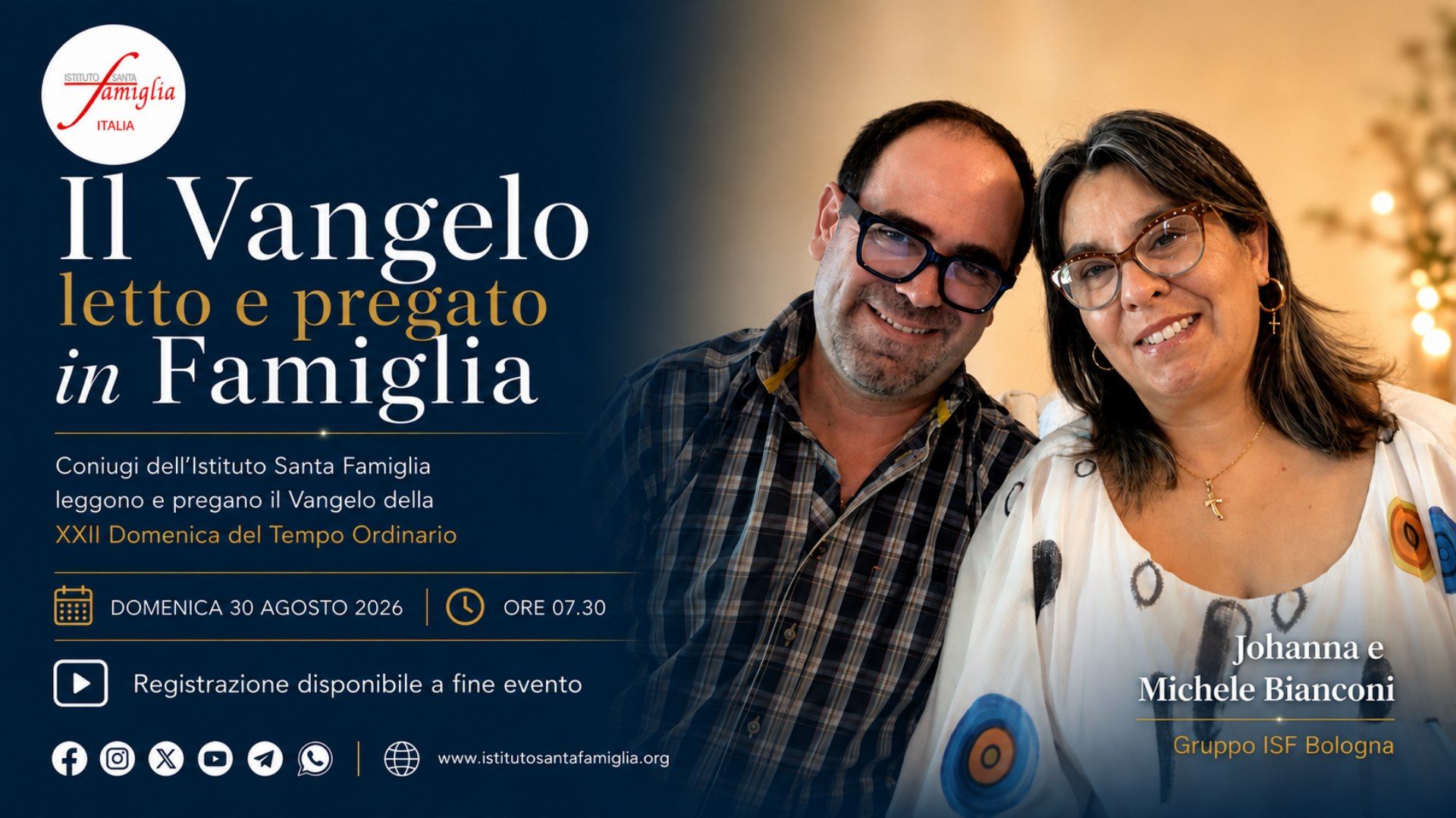 Il Vangelo letto e pregato in Famiglia – XXII Domenica del Tempo Ordinario, 30 Agosto 2026