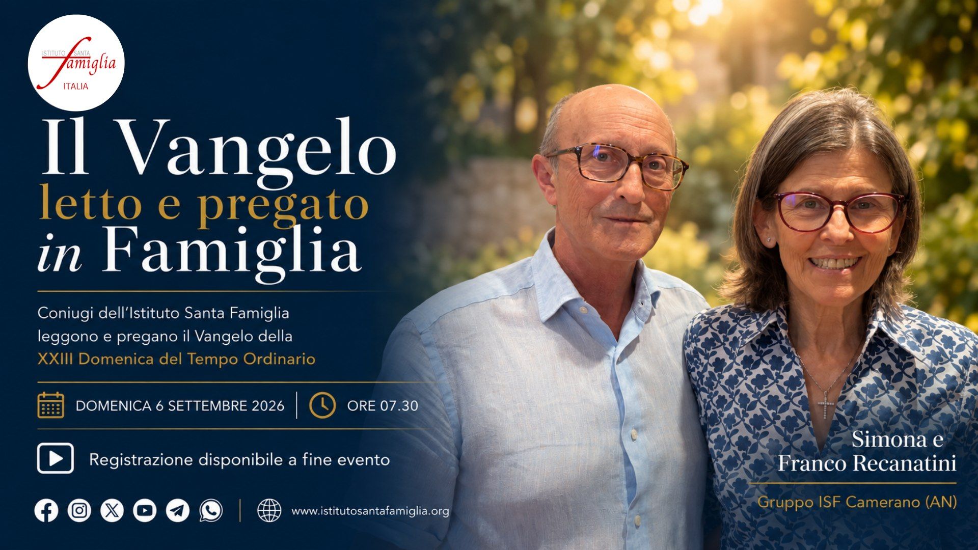 Il Vangelo letto e pregato in Famiglia – XXIII Domenica del Tempo Ordinario, 6 Settembre 2026