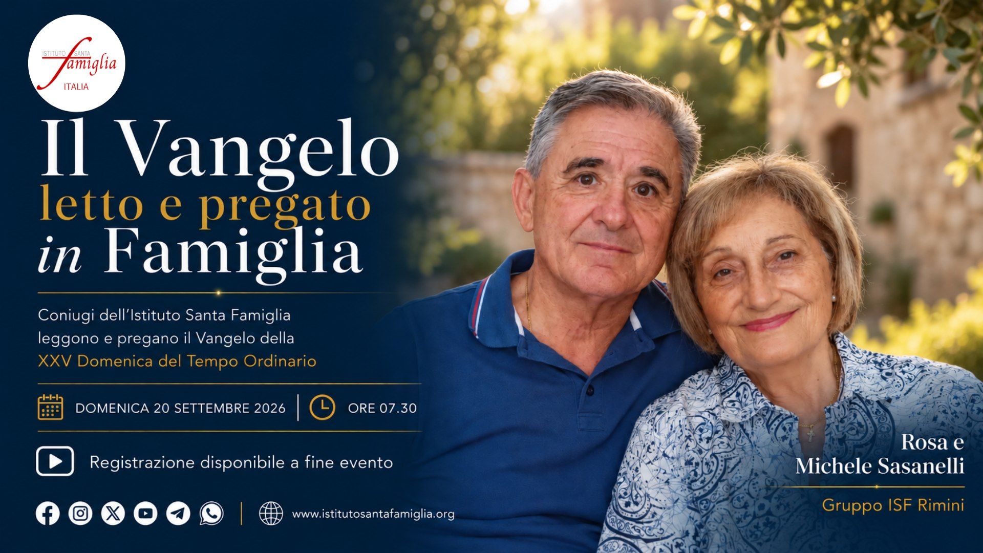 Il Vangelo letto e pregato in Famiglia – XXV Domenica del Tempo Ordinario, 20 Settembre 2026