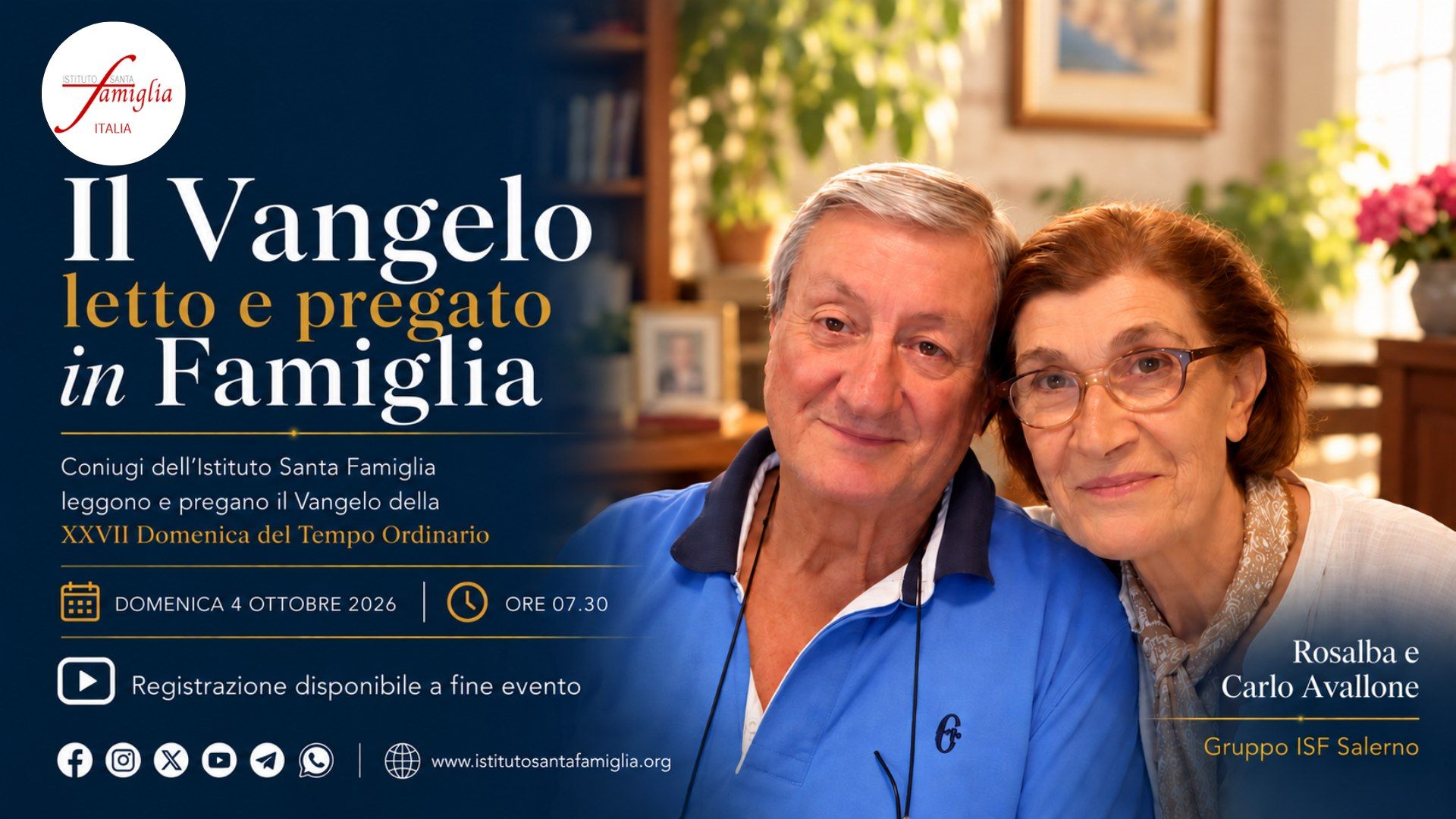 Il Vangelo letto e pregato in Famiglia – XXViI Domenica del Tempo Ordinario, 4 Ottobre 2026