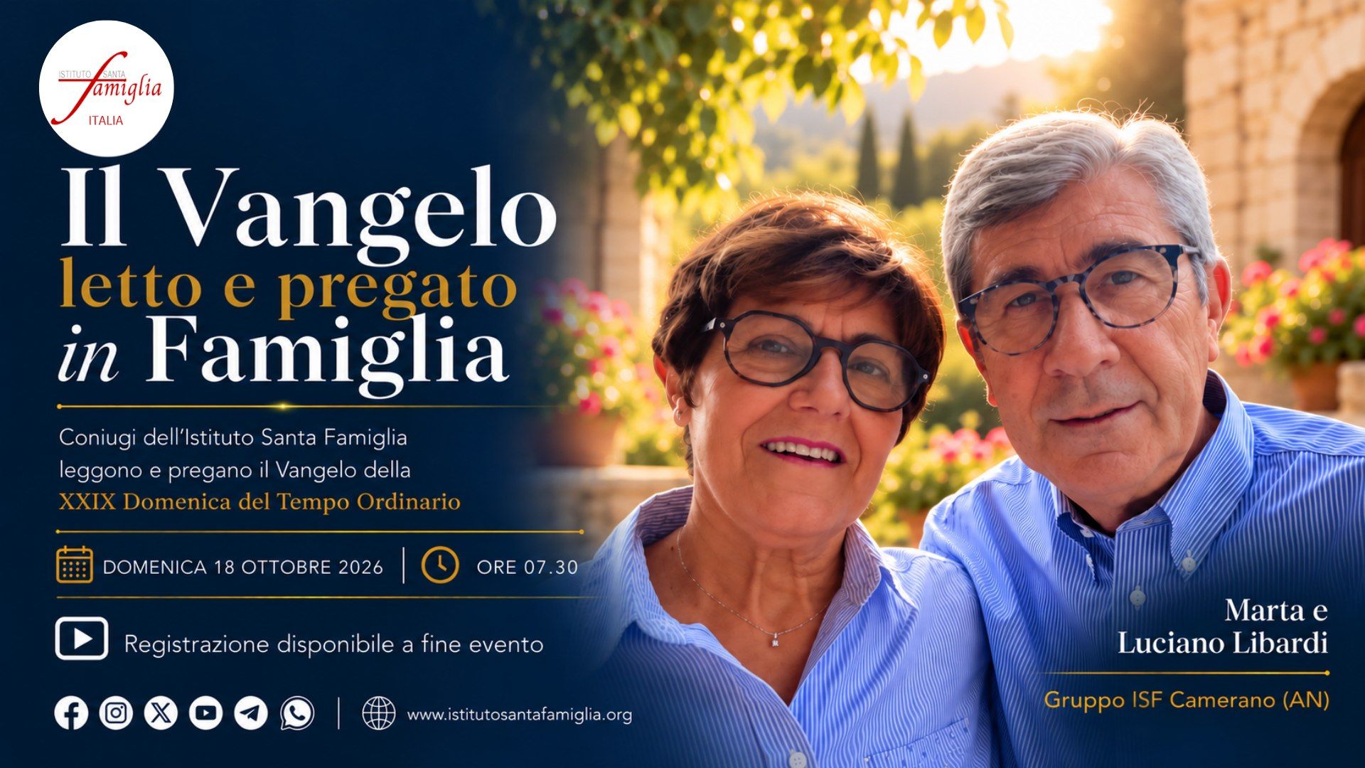 Il Vangelo letto e pregato in Famiglia – XXIX Domenica del Tempo Ordinario, 18 Ottobre 2026