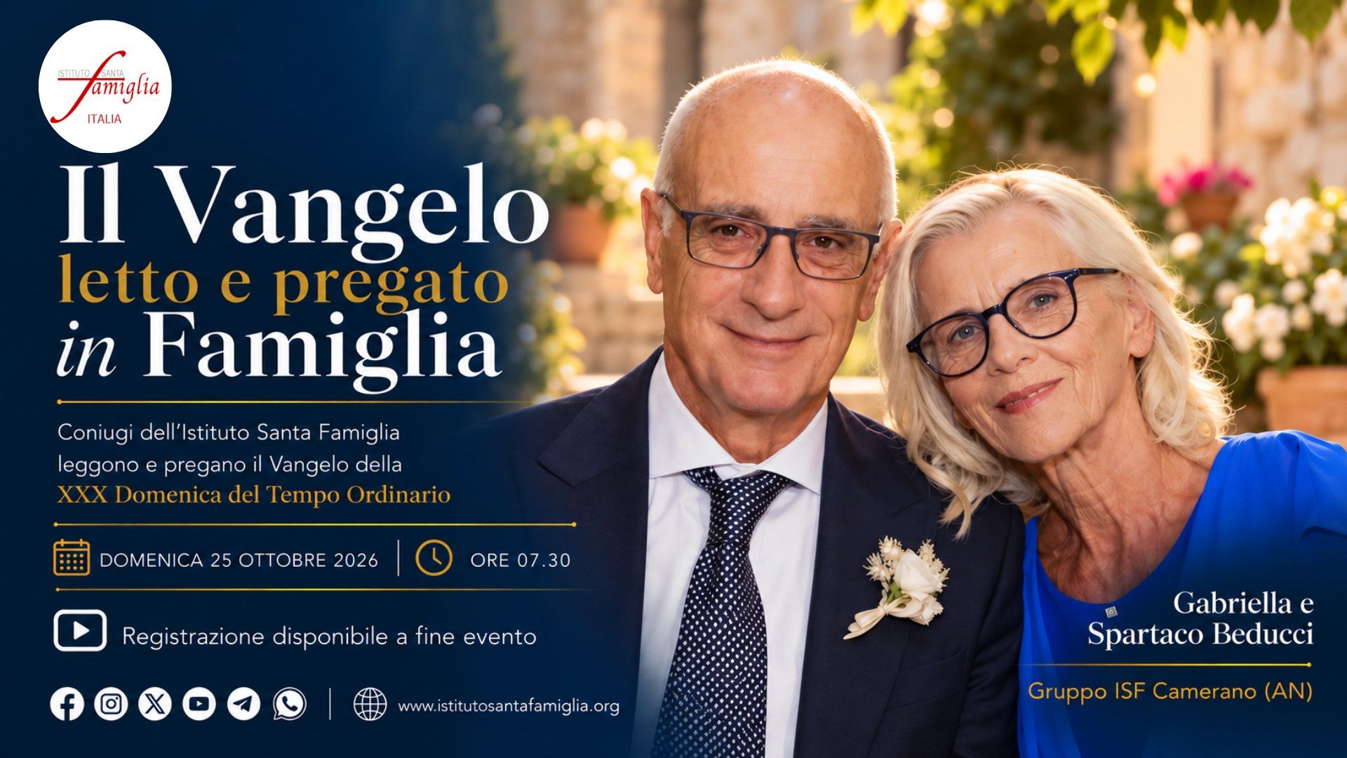 Il Vangelo letto e pregato in Famiglia – XXX Domenica del Tempo Ordinario, 25 Ottobre 2026